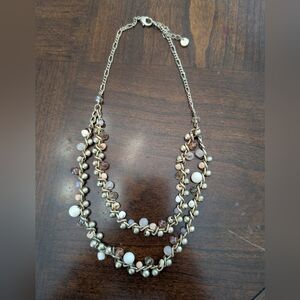 Ann Taylor Loft Beaded Necklaces Muted Golds Pinks Creams Purples 18"